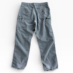 Vintage Distressed Faded Carhartt B160 Dark Moss Carpenter Pants 34x32